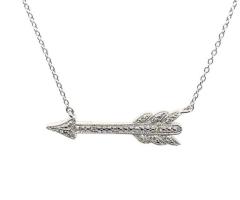 Lds 0.05ctw Diamond Arrow Pendant with Sterling Silver Chain