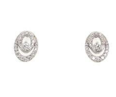 1/2ctw Oval-In-Oval Diamond Earrings Containing: 46 Round Diamonds; 10kw