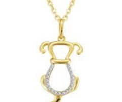 Yellow Gold 1/20ctw Diamond Dog Pendant Necklace