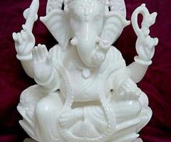 12" Blessing Ganehsa In White Marble