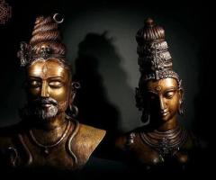 21" Shiva Parvati (Uma Maheshvara) Bust | Bronze Statue