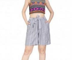 Buy Casual Printed Stripes Shorts for women - Sopra Overseas