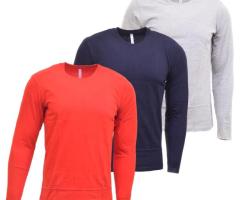 Plain Full Sleeves Tshirt Combo Offer(Pack of 3)