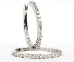 14k White Gold 1ctw Diamond Inside Out Hoop Earrings