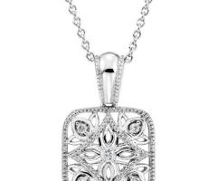 Sterling Silver .05 Ctw Natural Diamond Filigree Necklace