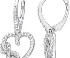 Diamond Accent Infinity Heart Earrings in Sterling Silver
